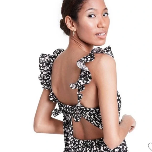 RIXO x Target | Midi Ruffle Dress, Black & White Floral Print, Size 16 - EUC - Picture 4 of 11
